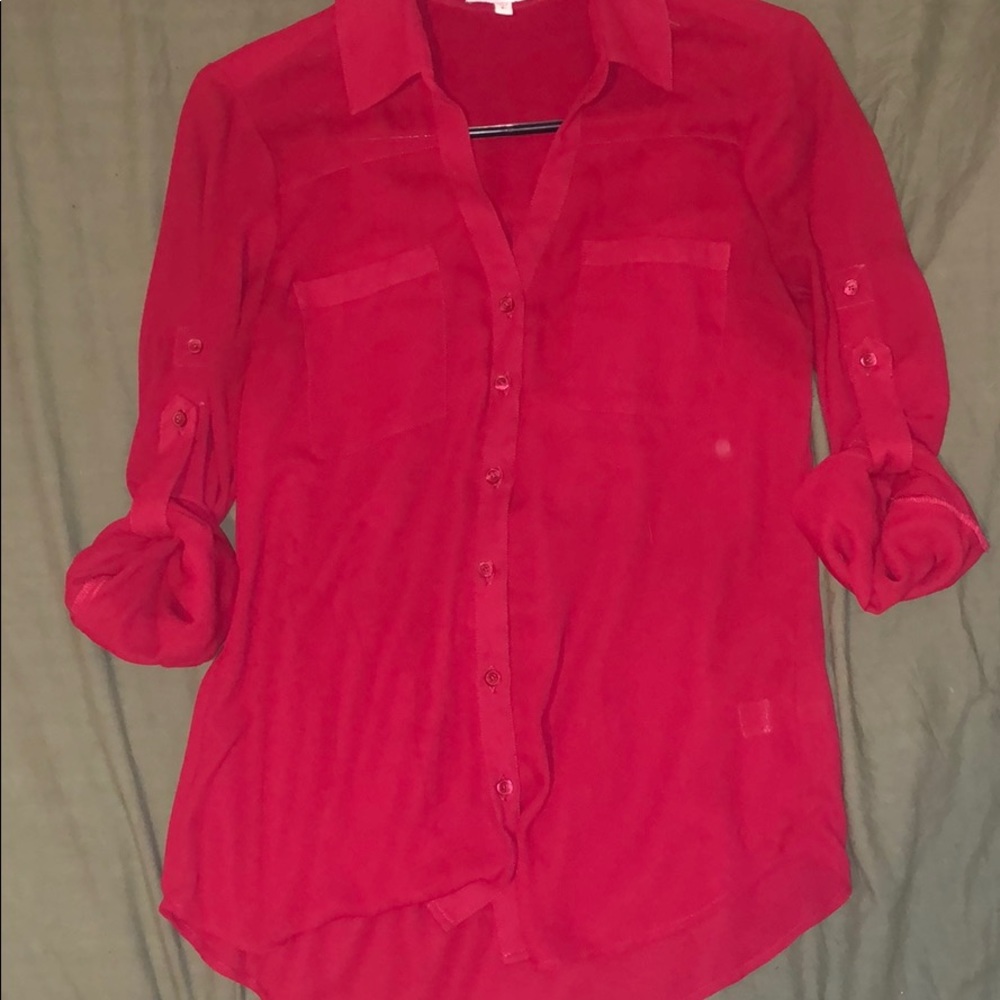 Express red portofino button up blouse